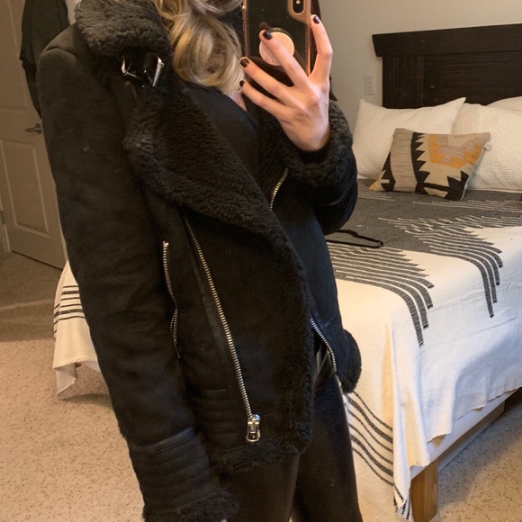 zara contrasting faux suede jacket